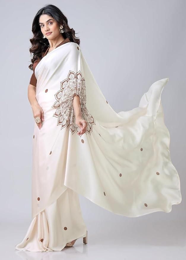 Satin Silk Printed Kaftan Saree