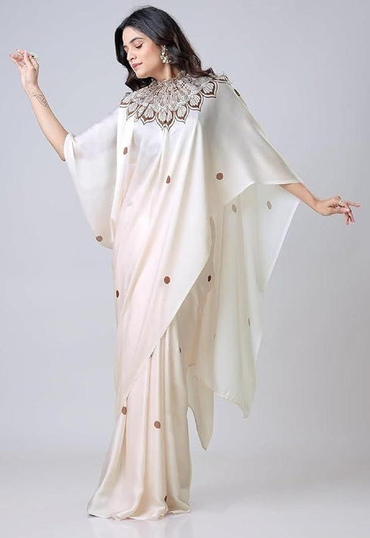 Satin Silk Printed Kaftan Saree